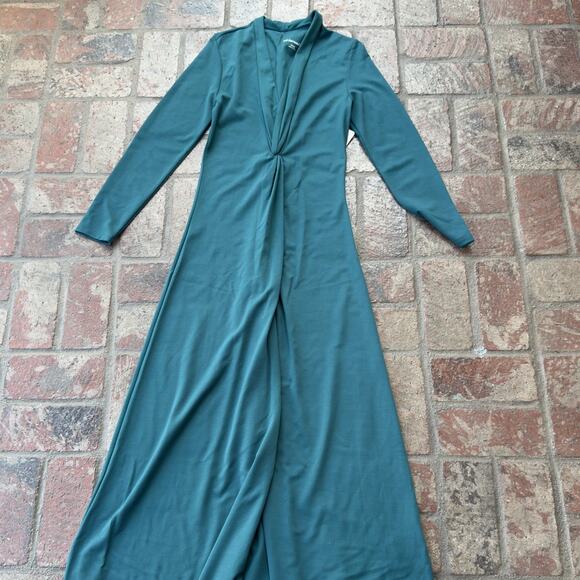 Soft Surroundings Lagia Maxi Dress Atlantic Deep Green Long Sleeve V-neck NWT - Picture 3 of 9